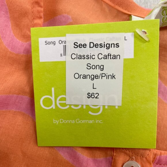 See Design Women’s Coral Long-Sleeve Tunic Blouse With Wave Pattern Sz L - New - Picture 8 of 9